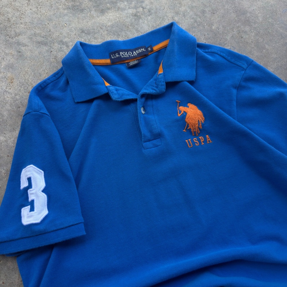 Vintage Y2K US Polo Assn Big Pony Swag Era Polo Shirt Blue Small (k2)